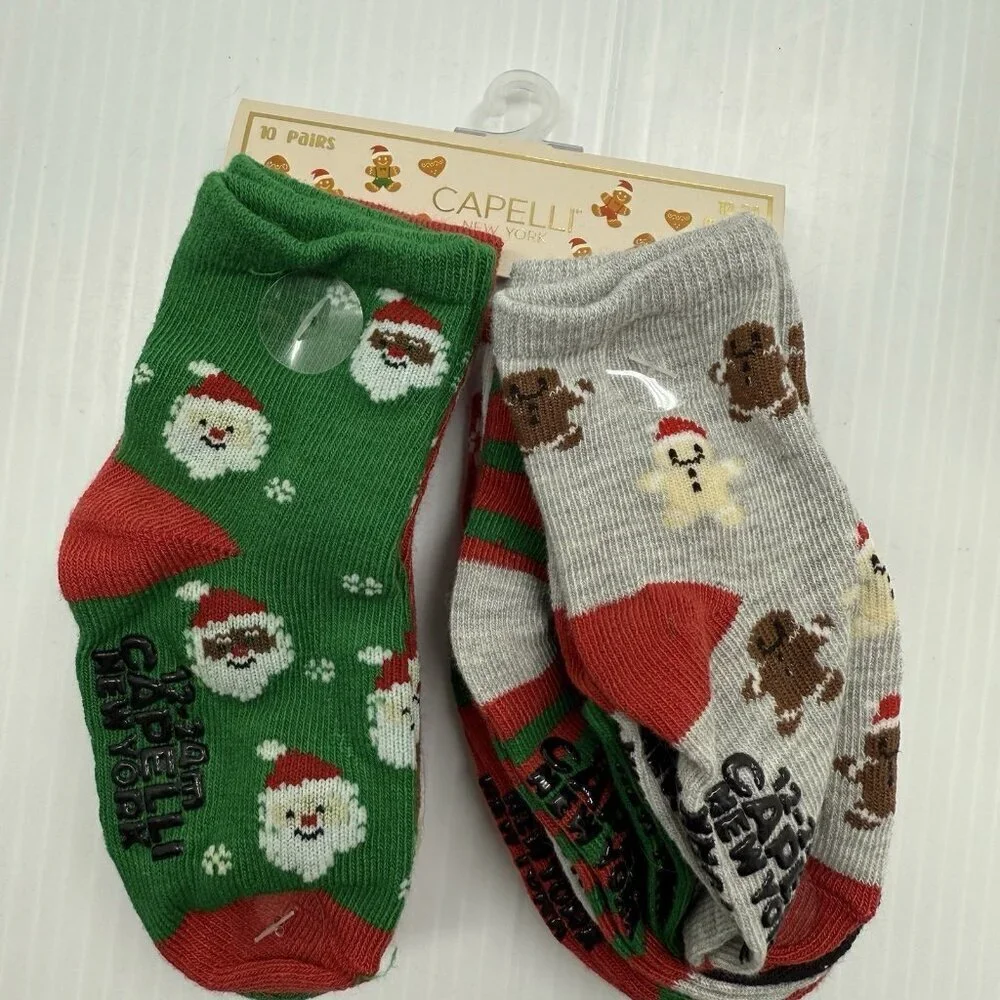 Capelli New York Infant Garterized Polyester Blend Christmas Holiday Socks NWT